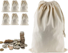 6 Packs Bank Coin Money Cash Bag Sacks, 12″ x 17″ Canvas Natural