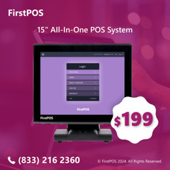 15” Touchscreen POS Cash Register Till System Takeout Restaurant