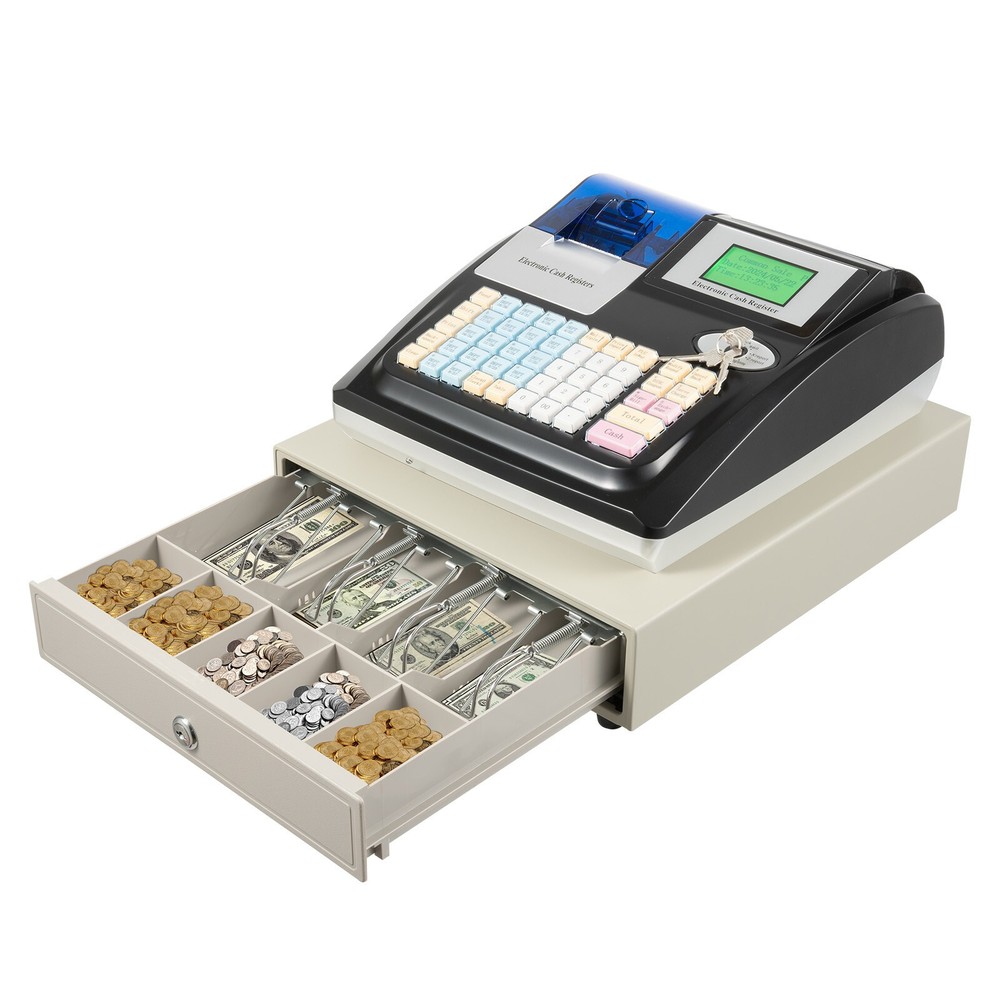 Square POS Terminal Cash Register Complete W/ Printer, And Cash Drawer, 48 Keys