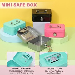 Mini Safe Box Cash Boxes Piggy Bank Mini Money Saving Boxes with Keys, Green