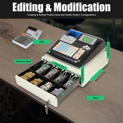 48 Keys Electronic Cash Register, LED Retail POS System W/ Printer, Cash Drawer