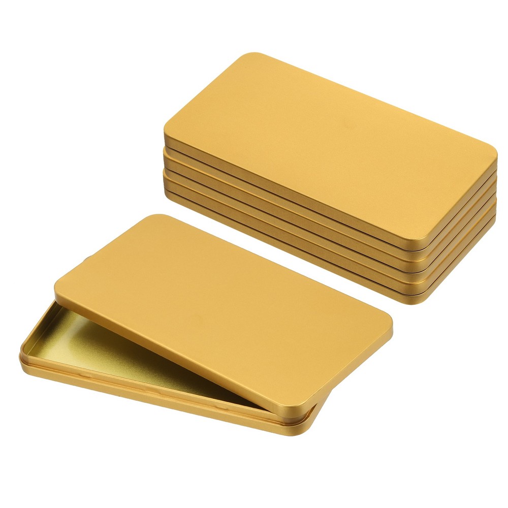 4 x Small Cash Box Money Holder Metal Tin Box Cash Tray Organizer Gold