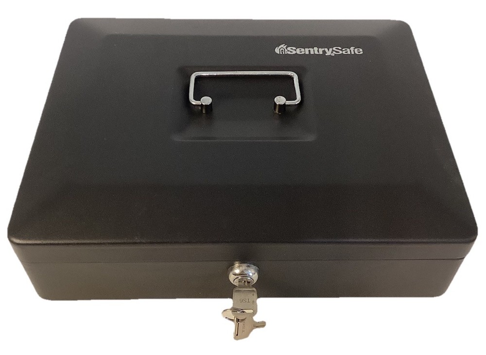 Sentry Safe Black Cash Box With Money Tray & Keys