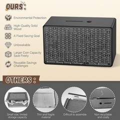 Wooden Money Saving Box, Cash Vault Savings Box for $10000 $5000 $3000 $1000 …