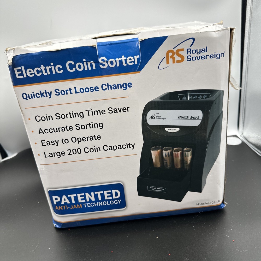 Royal Sovereign QS-1AC Electric Coin Sorter 200 Coins At One Time Anti Jam