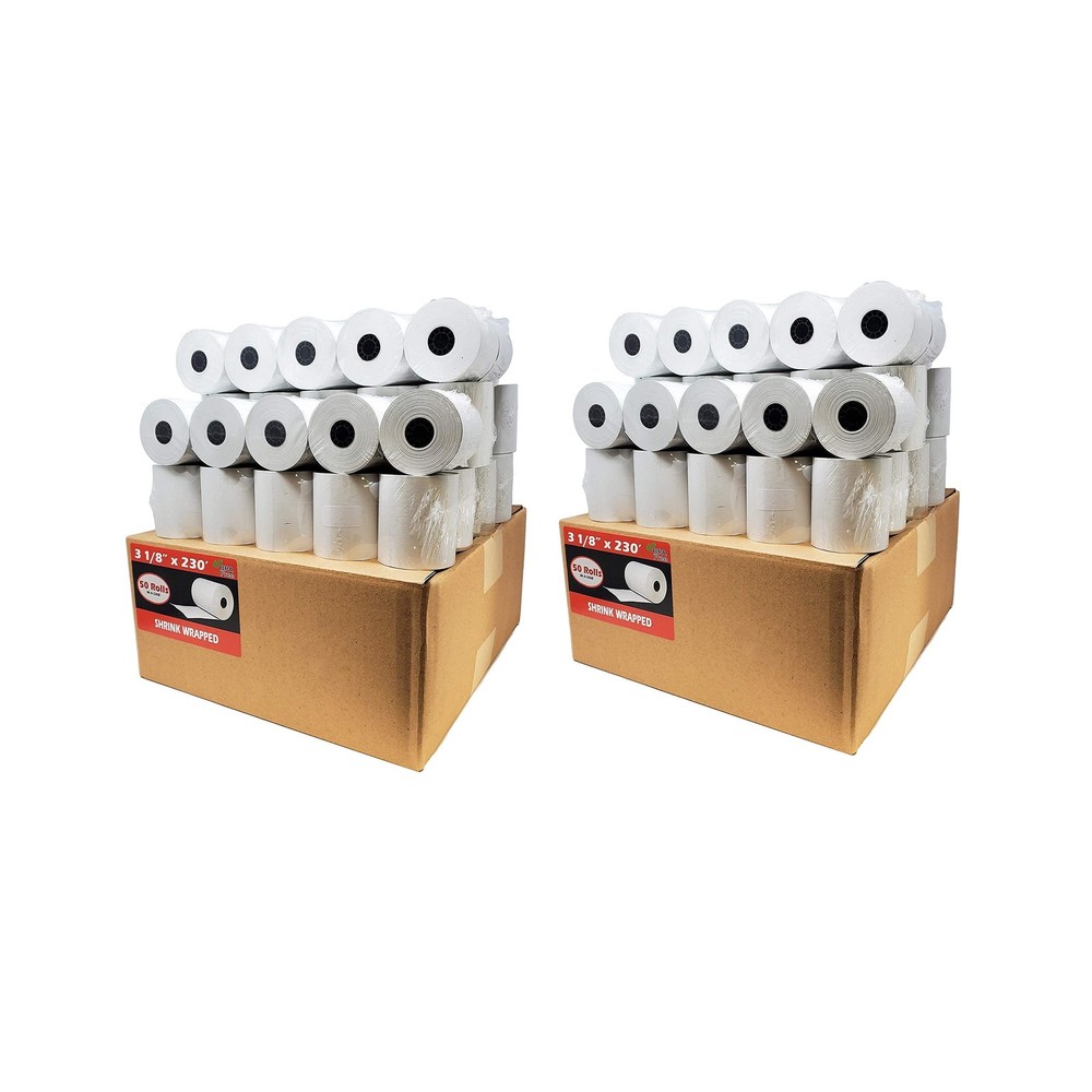 (100 Rolls) 3 1/8 x 230 Thermal Paper Receipt Rolls (55 GSM Premium Quality G…
