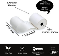 3 1/8” x 230′ Thermal Paper Rolls – BPA FREE – – Receipt paper rolls – Point…