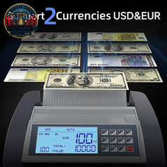Money Counter Machine Pro with Value Count for Dollar Euro Accurate 110V | Large