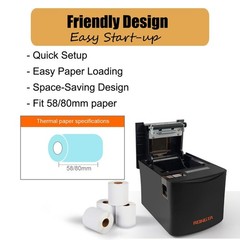 Rongta Thermal Receipt Printer, 80mm High-Speed POS Printer with Auto Cutter,…