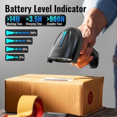 Tera Barcode Scanner Wireless Versatile 2-in-1 (2.4Ghz 1D Black, Black