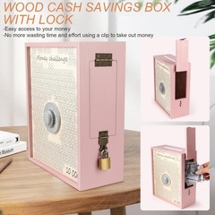10000 Money Saving Box with Lock, Large Wooden 10k Savings Challenge Box $10,…