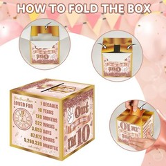 10th Birthday Pull-Out Money Gift Box Pink Rose Gold Cash Gift Girls Party