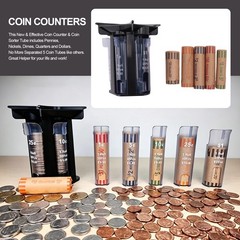 Coin Sorter Tube Coin Counter with Coin Wrappers,5-IN-1 Change Sorter3387
