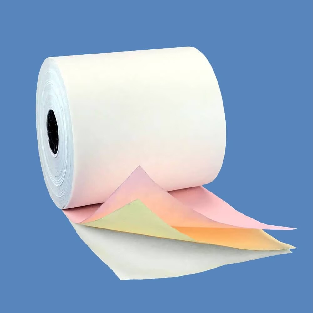 3″ x 67’ 3 ply bond paper. 50 rolls. White/Yellow/Pink