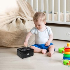 QH15010XS Black Small Cash Box Slot Kids Money Tray Key Lock 6×44/5×31/5″