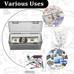 2 Packs Plastic Cash Box Money Organizer Black Currency Tray Rectangular Cash St