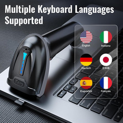 Barcode Scanner Wireless Versatile 2-In-1 (2.4Ghz Wireless+Usb 2.0 Wired) with B