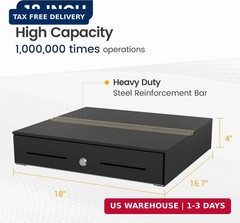18″ Cash Rigister Drawer High Capacity- Removable 5Bill/5Coin Insert Tray, Auto
