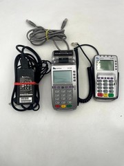 Lot of 2 VeriFone VX520 & VX805 Credit Card Payment Terminal Silver with Adapter