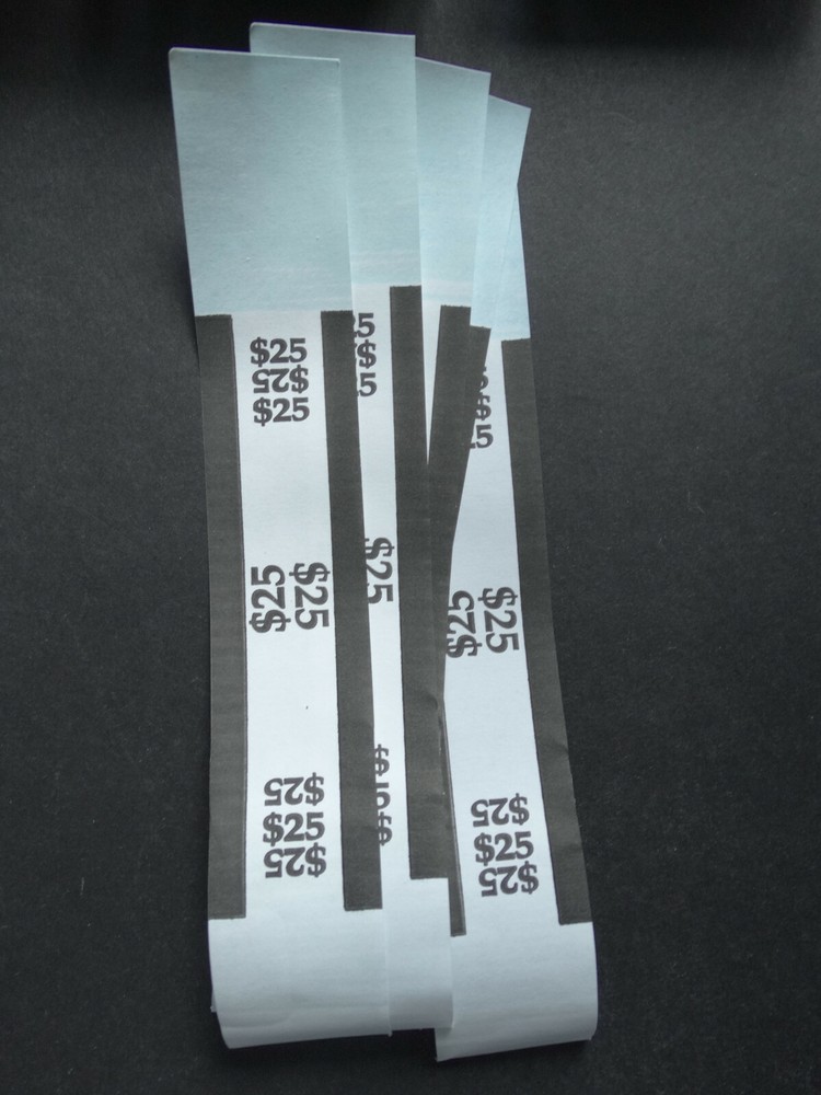 5 – Black $25 Cash Money Self-Sealing Straps Currency Bands