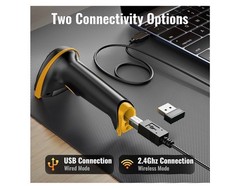 Tera Barcode Scanner Wireless 1D Laser Cordless Barcode Reader USB 5100 Yellow