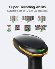 Inateck Wireless Barcode Scanner Bluetooth 1D 2D QR USB 2600mAh, App & SDK