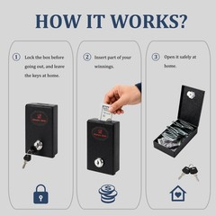 Metal Box for Gambler – Winners Bank Portable 4.3 x 2.36 x 0.98 inches, Black