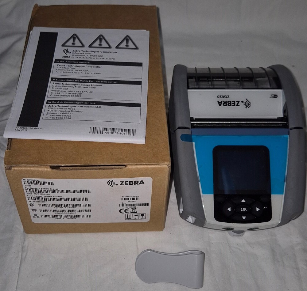 Zebra ZQ620 Portable Barcode Thermal Printer Wifi with QLn-EC Internet Cradel