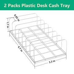 2 Packs Acrylic Organizer Plastic Desk Cash Tray,7 Section Divided Vanity Org…