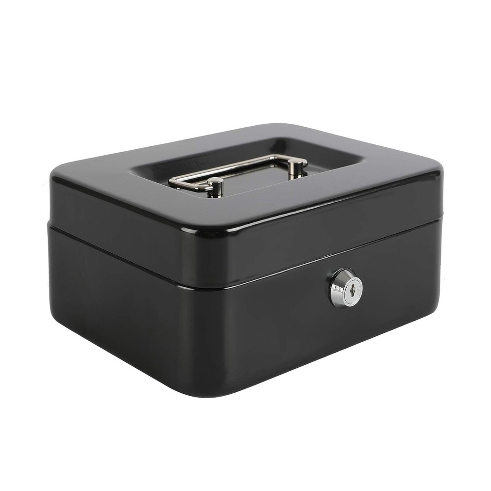 Cash Box with Money Tray,Storage Safe Lock Box with Key,Money Saving Organizer