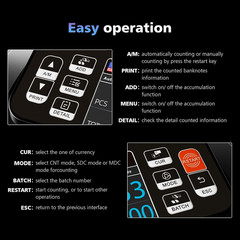 N60 Mixed Denomination Money Counter Machine, Value Counting, UV/MG/IR/DD Counte