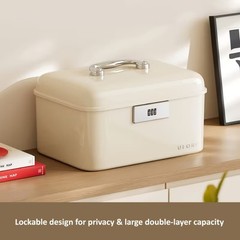 Double-Layer Password Storage Box, Household Storage Organizing Box Cream White