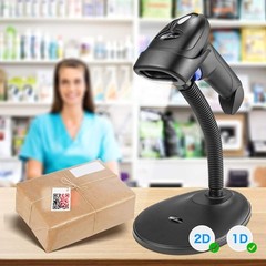 Wireless 1D 2D Barcode Scanner with Stand NetumScan Portable Automatic QR Cod…