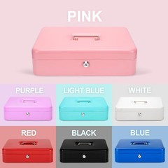Large Pink Cash Box with Removable Tray & Key Lock – Perfect for Secure Storage