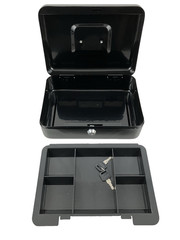 Pen Gear Medium Steel Cash Box Black Key Lock with Tray Secure Money Box