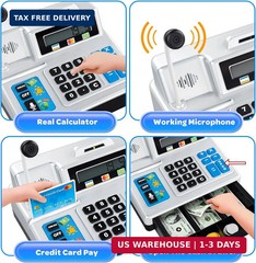 Calculator Cash Register Toy Gift for Kids Age 3, 4, 5, 6, 7, 8+ Year Old, 103 P