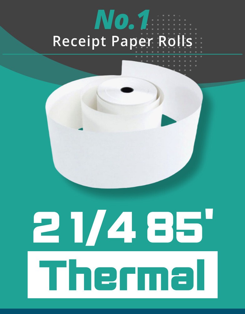 2 1/4″ x 85′ Thermal Receipt Paper 10 Rolls Cash Register Credit Card BPA Free