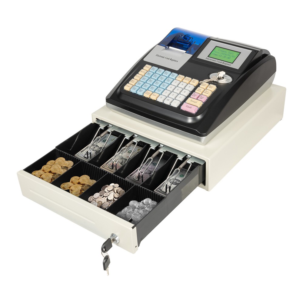 Square POS Terminal Cash Register Complete W/ Printer, And Cash Drawer, 48 Keys