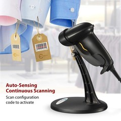 Barcode Scanner with Stand, Wired Handheld Bar Code Scanner with Adjustable S…
