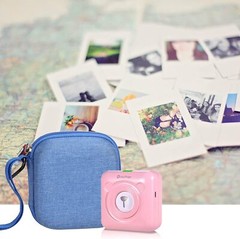 Hard EVA Storage Case For PeriPage Mini Pocket Blue-Grey Villus Inside