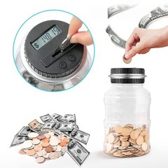 Large Digital Coin Counting Bank 1.8L LCD Coin Jar US Coins Silver