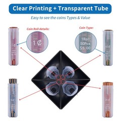 4in1 Coin Counter and Sorter Tube Set with Holder,Piggy Bank Penny Nickel Dim…
