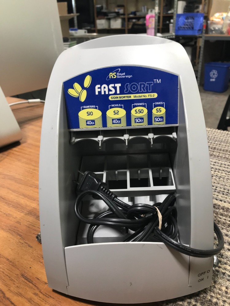 Royal Sovereign FS-2 Electric Fast Sort Coin Sorter 40Q 40N 50P 50D Capacity*