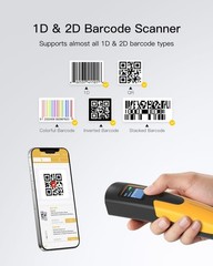 Inateck 2D Wireless Barcode Scanner 1.4 Tft Screen Portable Bluetooth Barcode