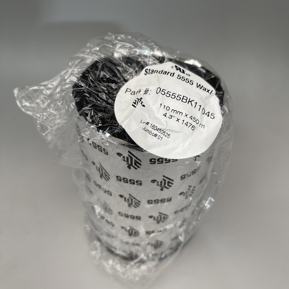 Zebra 5555 Standard Wax/Resin Ribbon, 4.33″ x 1476′, 1 Rolls, #05555BK11045 New