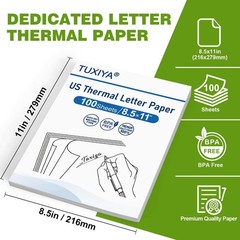 TUXIYA 100 Sheets Thermal Printer Paper 8.5 x 11 Inch,BPA free Advanced Therm…