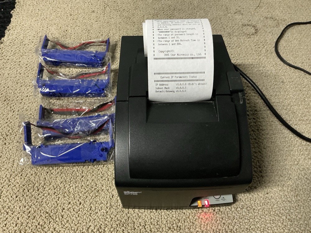 STAR SP700 SP742 POS Receipt Printer Square & Clover with 4 Ribbon Catridges