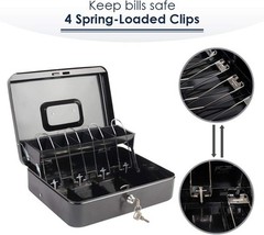 Secure Locking Cash Box Large Key Lock Money Organizer Portable Steel Safe