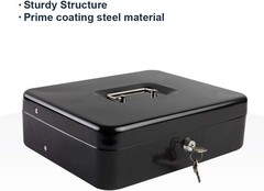 Secure Locking Cash Box Large Key Lock Money Organizer Portable Steel Safe