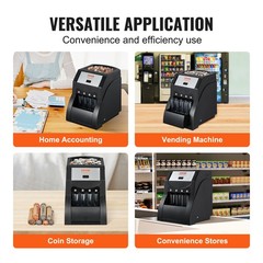 VEVOR USD Coin Sorter Coin Wrapper and Roller 230 Coins/min 4 Coin Tubes